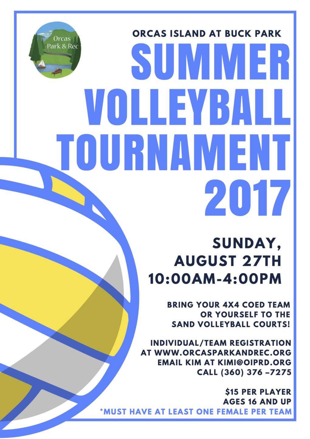 4×4 Volleyball Tournament Orcas Island Park and Recreation District