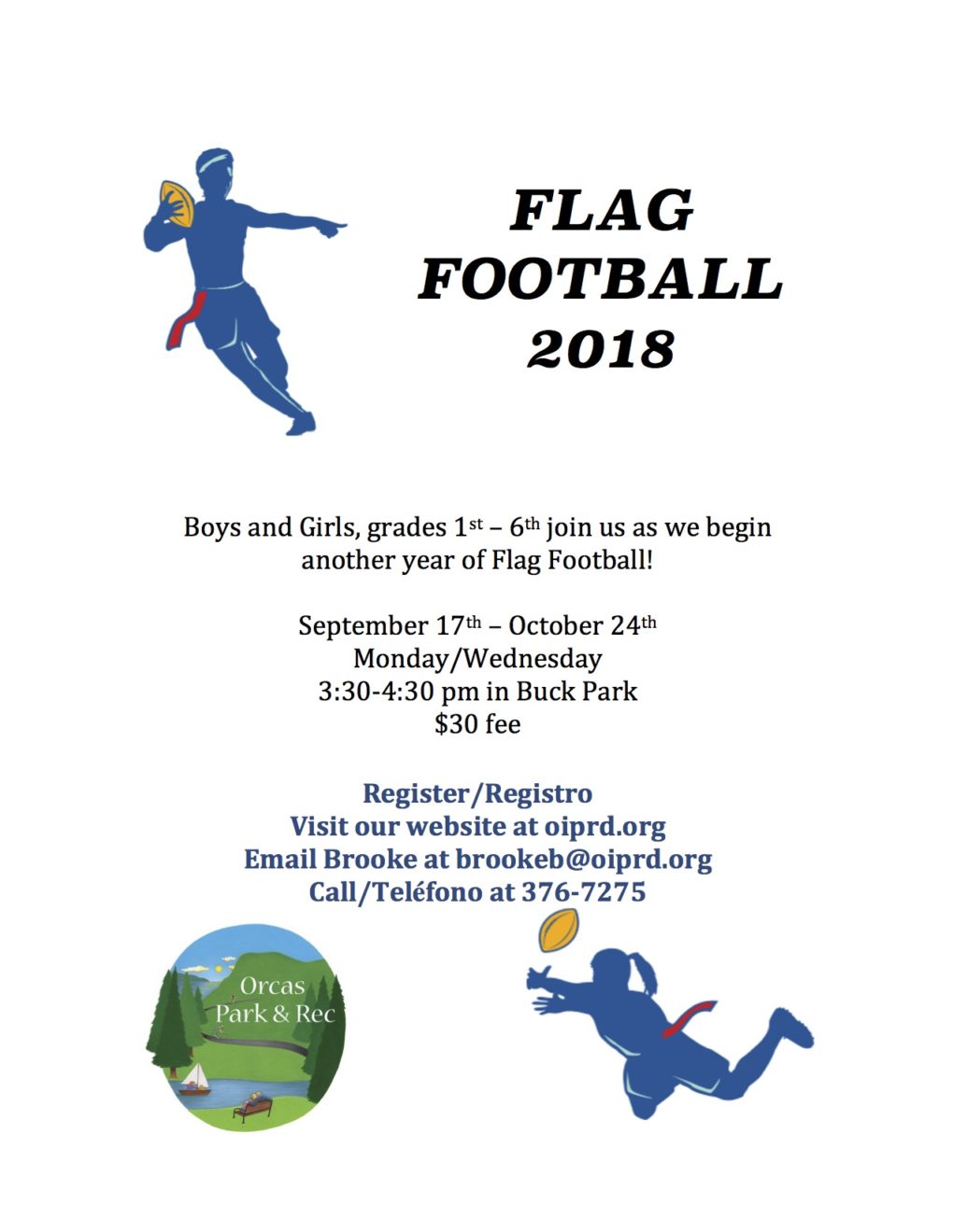 REGISTER FOR FLAG FOOTBALL! Orcas Island Park and Recreation District